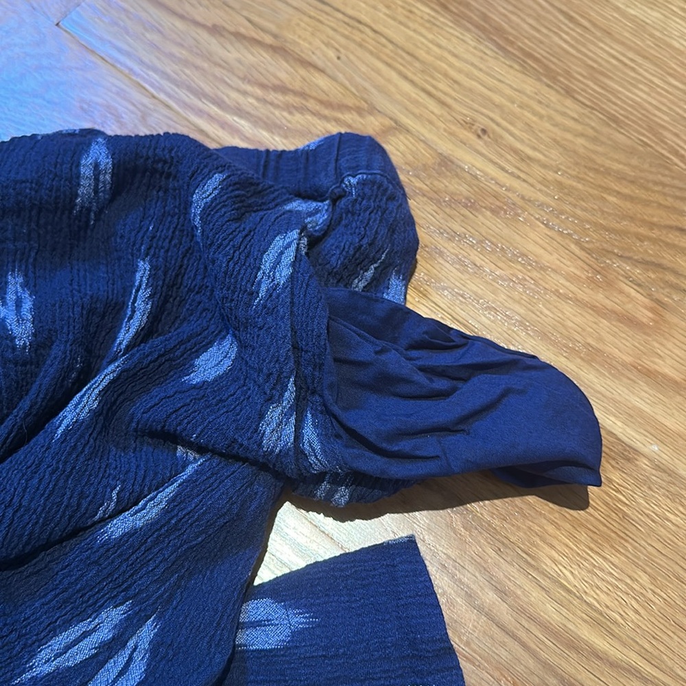 Eileen Fisher vintage Midnight Blue Ikat Petal Skirt 100% cotton - Picture 5 of 6
